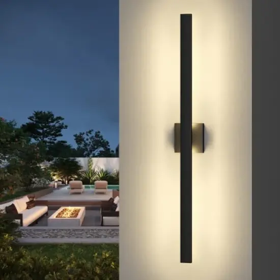 LamQee Aluminum Long Outdoor Modern LED Wall Light Slim Linear Exterior Lighting Fixtures Wall Mount image {13}