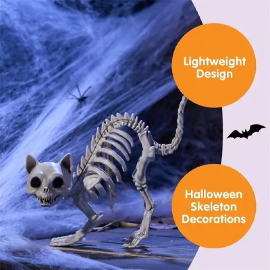 Joyfy 2 PCS Halloween Poseable Animal Cats Skeleton Decor, Cats Plastic Bones with Posable Joints for Graveyard Party Prop Decor(7 * 7.9 * 3 inches) image {2}