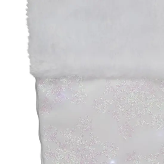 Northlight 22" LED Lighted White Iridescent Glittered Snowflake Christmas Stocking image {2}