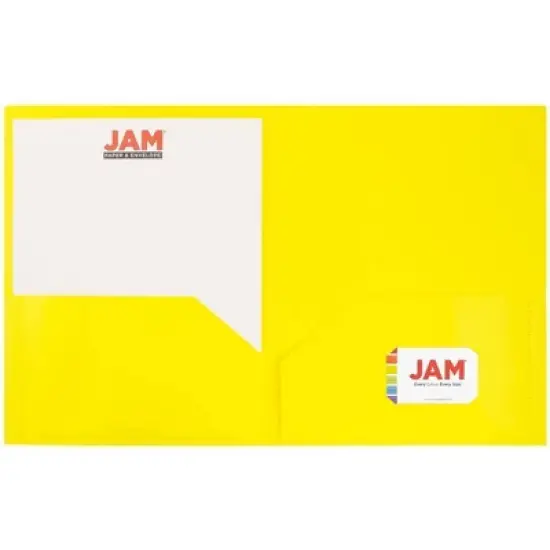 JAM 6pk POP 2 Pocket School Presentation Plastic Folders Yellow image {2}
