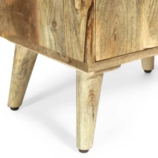 Lytle Boho Handcrafted Mango Wood Nightstand with Storage Natural - Christopher Knight Home image {9}