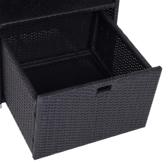 Gulches Valet Pool Towel Rack, Waterproof PE Plastic Rattan Wicker Storage Organizer, Indoor Outdoor, Hot Tub Accessory Storage,2 Shelves, Espresso image {9}