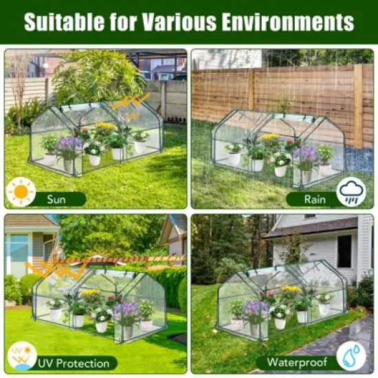 Mini Greenhouse for Outdoor,Portable Greenhouse  Outdoor Garden w/ Roll-up Zipper Door,Waterproof & UV Protected Green House for Garden Patio Backyard image {3}