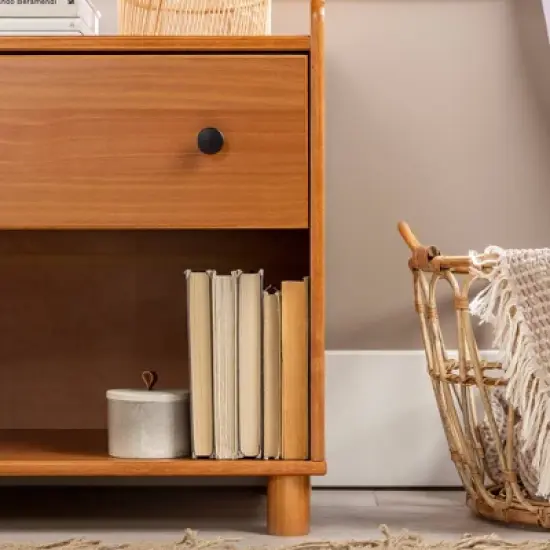 Katie Transitional Tray Top 1 Drawer Solid Wood Nightstand Caramel - Saracina Home image {13}