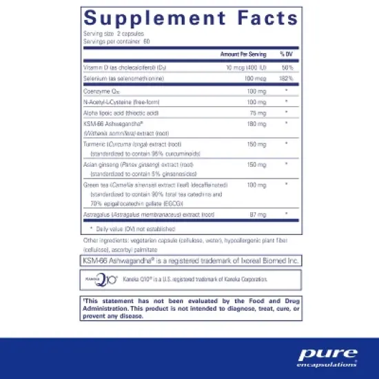 Pure Encapsulations PureCell - Advanced Antioxidant and Adaptogen Cellular Health Formula - 120 Capsules image {1}