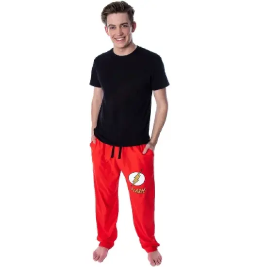 DC Comics Men's The Flash Classic Logo Loungewear Sleep Pajama Pants Red image {1}