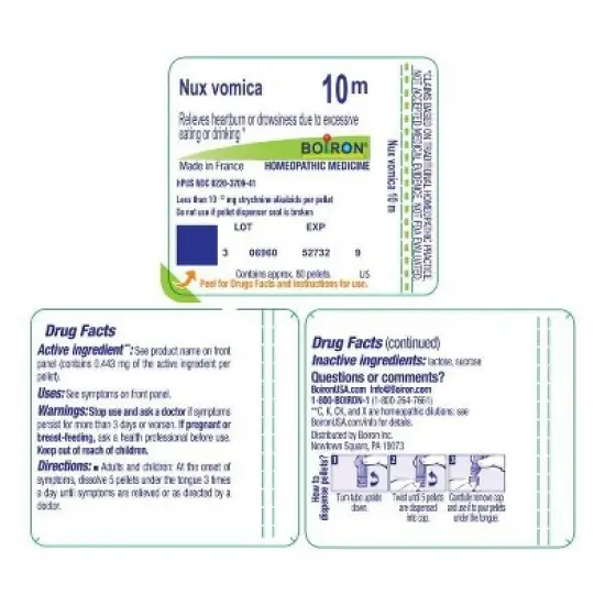 Nux Vomica 10M by Boiron Homeopathic Single Medicine For Digestive  -  80 Pellet image {1}