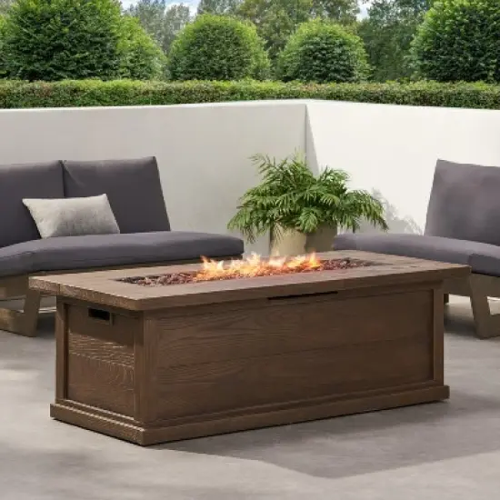 GDFStudio Lecanto Outdoor 50,000 BTU Lightweight Concrete Rectangular Fire Pit image {1}