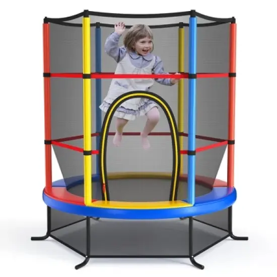 Costway 55'' Kids Trampoline Bouncing Jumping Mat Recreational Trampoline W/Enclosure Net image {10}