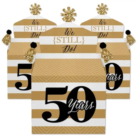 Big Dot of Happiness We Still Do - 50th Wedding Anniversary - Treat Box Party Favors - Anniversary Party Goodie Gable Boxes - Set of 12 image {1}