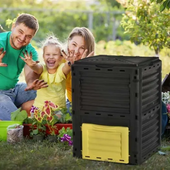 Outsunny Garden Compost Bin 80 Gallon Outdoor Large Capacity Composter Fast Create Fertile Soil Aerating Box, Easy Assembly image {1}