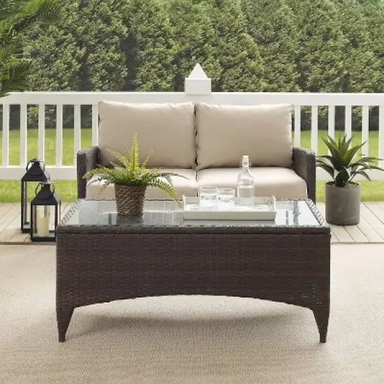 Kiawah 2pc Wicker Patio Seating Set - Sand - Crosley image {5}
