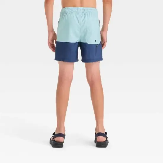 Boys' Quarter Striped Swim Trunks - art class&trade; Blue image {1}