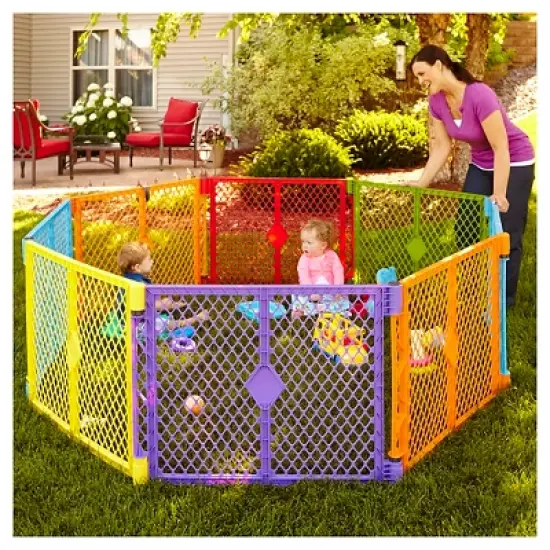 Toddleroo by North States Superyard Colorplay 8 Panel Freestanding Gate image {2}