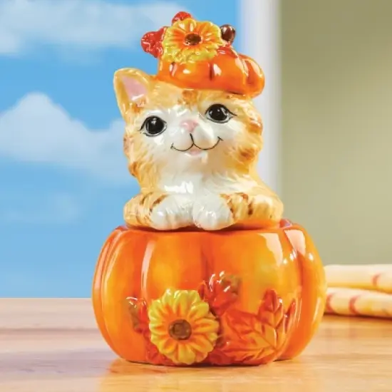 Collections Etc Adorable Harvest Cat Salt & Pepper Shaker Set image {1}
