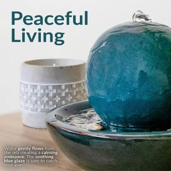 Sunnydaze Indoor Home Decorative Smooth Glazed Ceramic Orb Tabletop Water Fountain Feature - 7" image {5}
