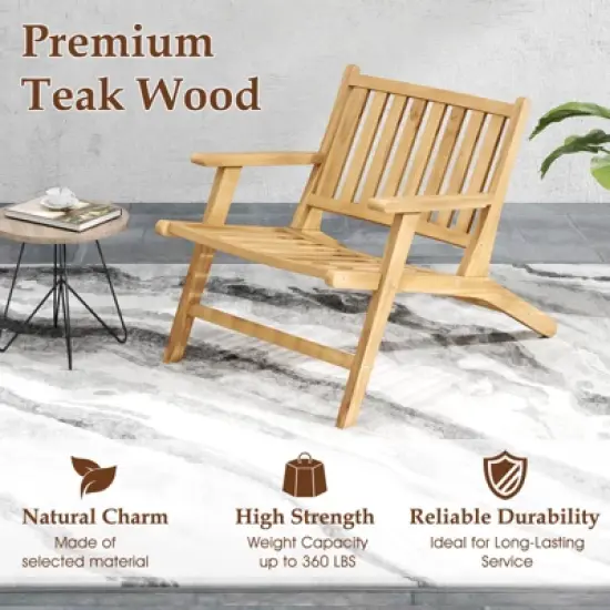Tangkula 4PCS Teak Wood Outdoor Reclining Chair w/ Comfortable Backrest & Armrests image {6}