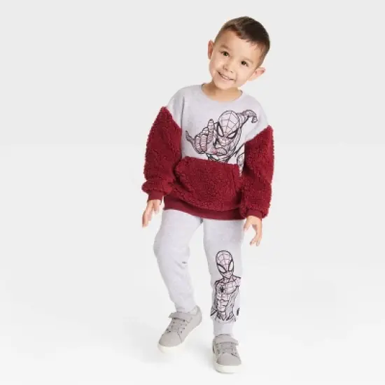 Toddler Boys' Marvel Spider-Man Solid Top and Bottom Set - Red/Gray image {3}