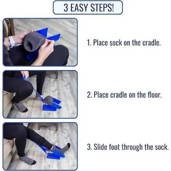 DMI Sock Aid & Shoe Horn, Mobility Aid for Seniors and Those with Limited Movement, FSA & HSA Eligible, 3 Easy Steps, Easy Storage image {2}