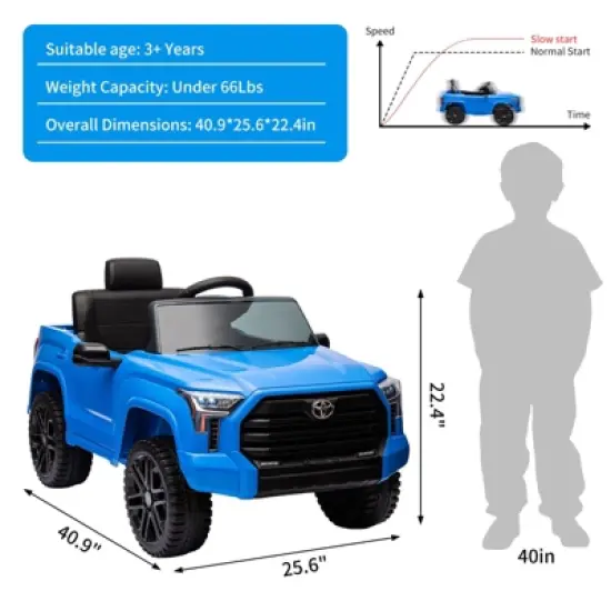 Acekool 12V Licensed Toyota Ride-On Truck with Remote, Music, LED Lights & Suspension image {1}
