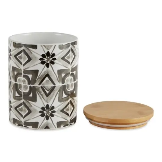 Design Imports Black Tile Ceramic Canister Set/3 image {2}