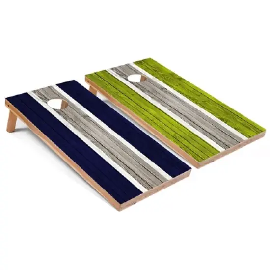 Skip's Garage Navy and Lime Striped Cornhole Board Set, Includes 2 Boards, 8 Bags image {6}