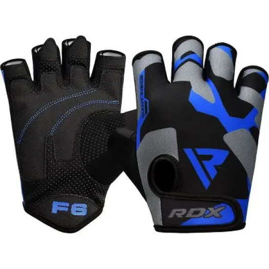 RDX Sports F6 Fitness Gym Gloves - Enhanced Grip and Support for Strength Training, CrossFit, Bodybuilding, Powerlifting, Workout Gloves - Blue - 2XL image {6}
