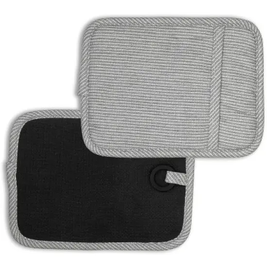 Home Mart Goods Light Grey Heat Resistant Thick Soft Quilted Lining Kitchen Oven Pot Holders With Neoprene and Cotton Non-slip - 2 Pack image {1}