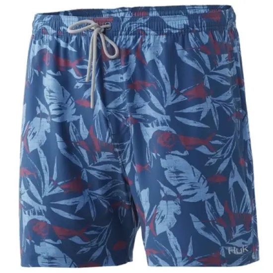 HUK Men's Pursuit Ocean Palm Volley Bathing Suit Swim Shorts image {3}