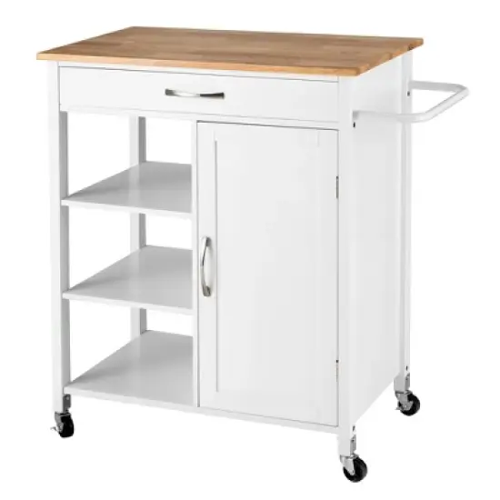 Tangkula Mobile Kitchen Island Cart Serving Utility Trolley Drawer Shelf Towel Rack image {12}