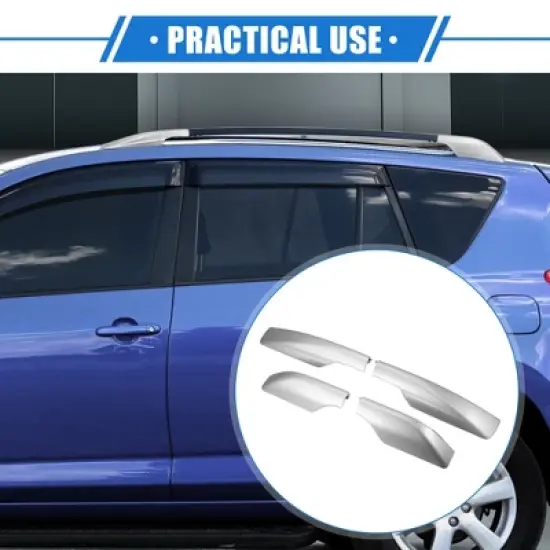 Unique Bargains Car Roof Rack Side Rails End Cover Shell Cap Compatible for Toyota RAV4 2006-2012 Silver Tone 4pcs image {1}