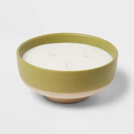 13oz Footed Textured Ceramic Dish with Dustcover Fresh Linen & Sea Salt Green - Threshold&trade; image {2}