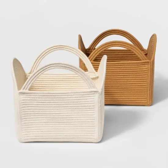 Coiled Rope Square Storage Arch Bin - Cloud Island&trade; Cream M image {2}