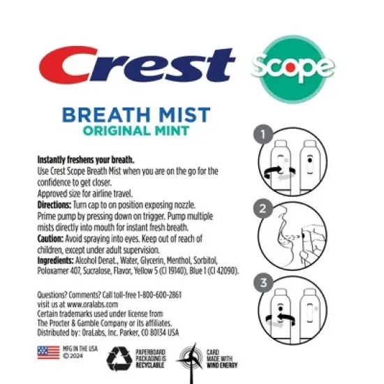 Crest Portable Breath Scope Mint Breath Sprays - 7ml/2ct image {2}