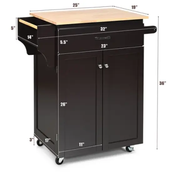 Costway Rolling Kitchen Island Utility Kitchen Cart Storage Cabinet Brown/White image {1}