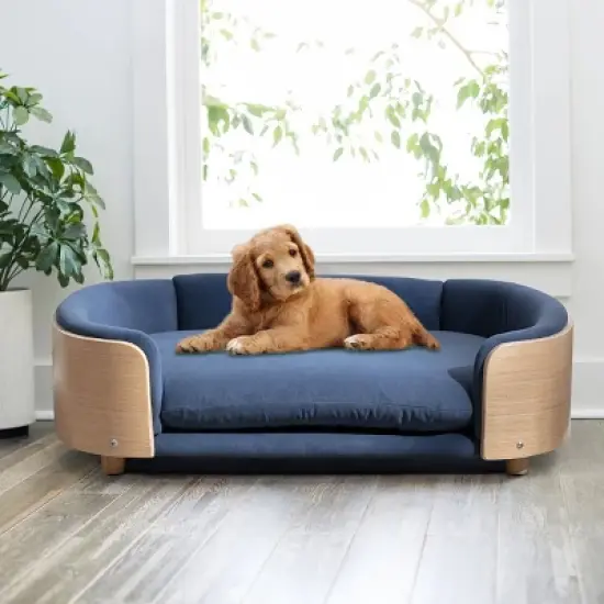 Bulldog Large Size XL Dog Beds With Removable Cover, Velvet Cushion With Solid Wood legs and Bent Wood Back-The Pop Home image {3}