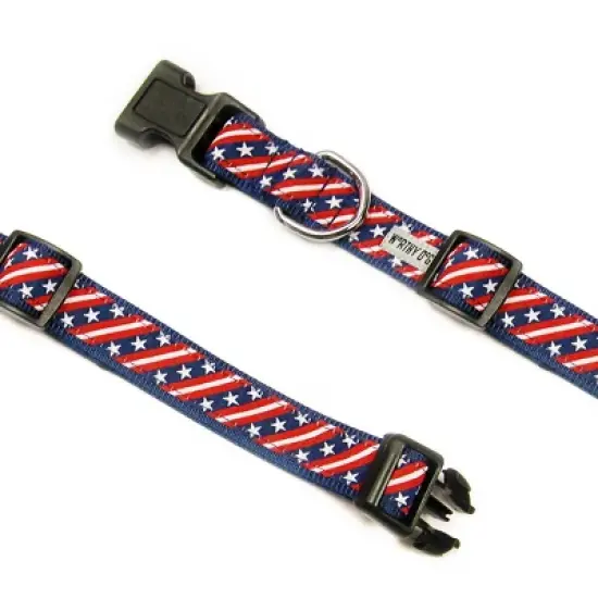 The Worthy Dog Bias Stars and Stripes Dog Collar image {1}