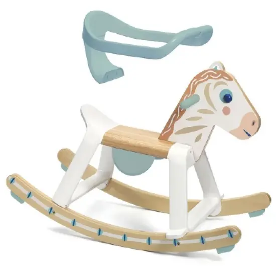 Djeco BabyCavali White Wooden Rocking Horse with Removable Safety Guard image {2}