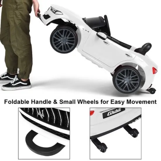 Costway 12V Maserati Licensed Kids Ride on Car w/ RC Remote Control Led Lights MP3 BluePinkWhite image {5}