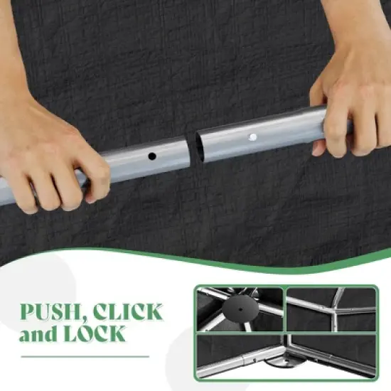 AMERLIFE Black Pentagonal Storage Shed, 6.3 FT Side with PVC Windows, Mesh & PE Storage Pockets, Top Hooks image {6}