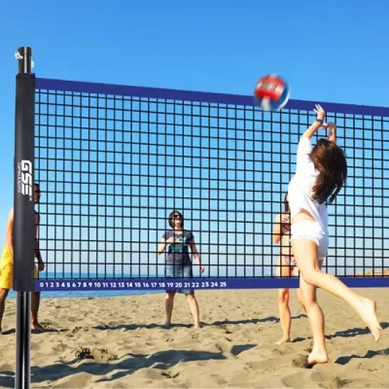 GSE Badminton/Volleyball Combo Set with Net, Volleyball with Pump, 4 Badminton Rackets, 3 Shuttlecocks & Carrying Bag (Portable/Professional) image {6}