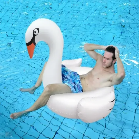 Pool Central 53.5" Inflatable White Swan Swimming Pool Ring Float image {1}