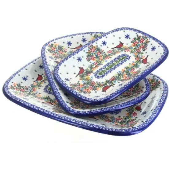 Blue Rose Polish Pottery 6200 Vena 3 Piece Rectangular Serving Set image {13}