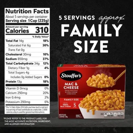 Stouffer's Mac and Cheese Family Size Frozen Meal - 40oz image {6}