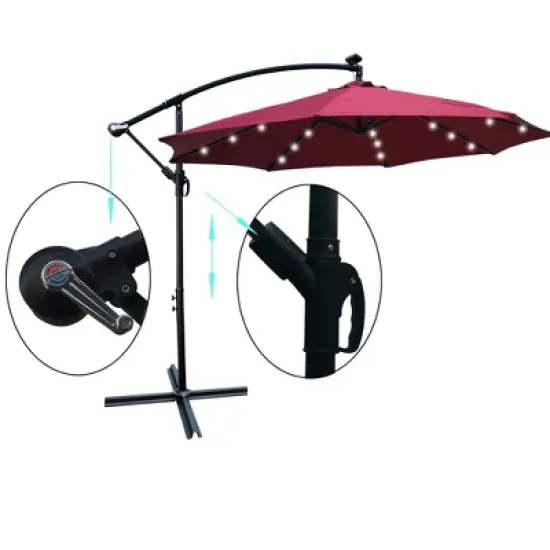 Sapphtopaz 10Ft Outdoor Umbrella Waterproof Sun Shades Cantilever Umbrellas with Crank and Cross Base for Garden, Pool, Backyard, Patio image {2}