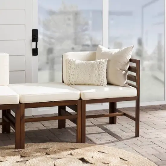 3pc Modular Acacia Wood Patio Chat Set with Cushions - Saracina Home image {15}
