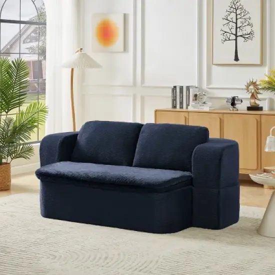 Modern 2-in-1 Sleeper Sofa with Included Cushion Blanket, Folding Sofa Bed for Living Room, Apartment, or Bedroom &ndash; The Pop Home image {7}