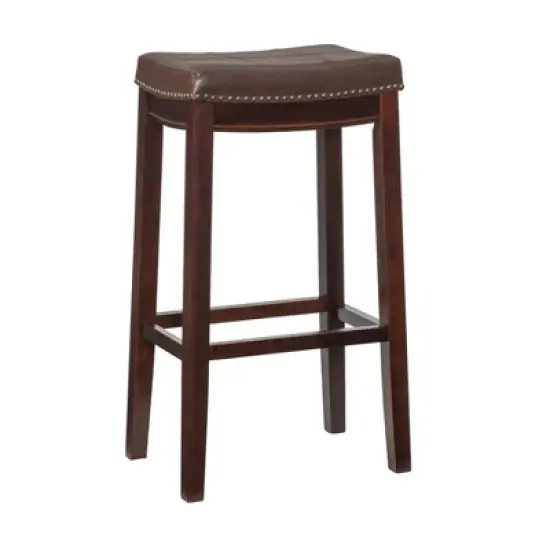 Padded Saddle Seat Barstool Hardwood - Linon image {16}