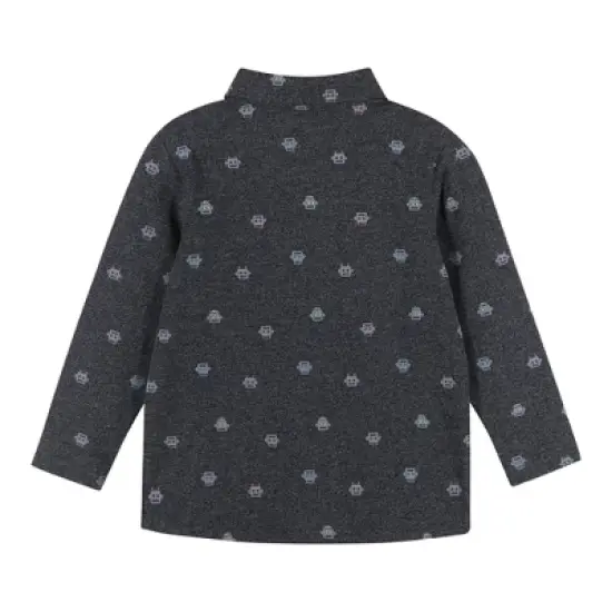 Andy & Evan Toddler Boys Pique Knit Buttondown Grey, Size 3T image {2}