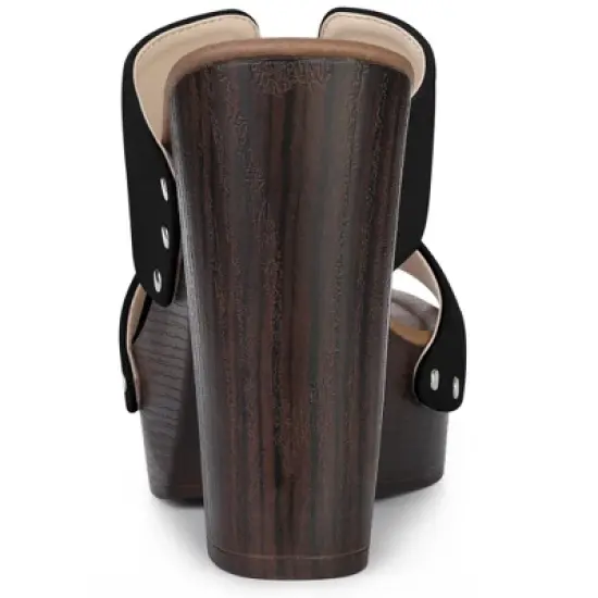 Perphy Women's Sandal Platform Slip on Block High Heels Slides Mule image {2}